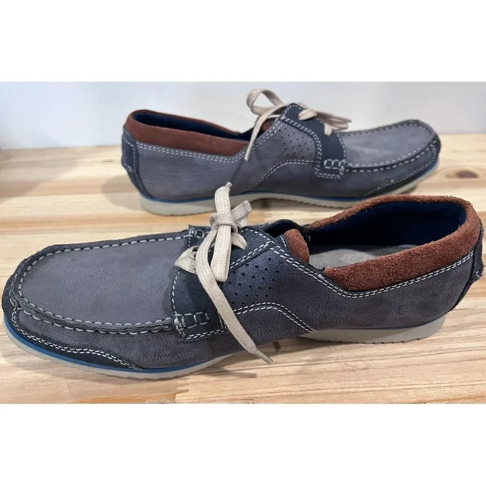 Clarks 'Kendrick Sail' Blue Leather‎ Nubuck Textile/Synthetic Boat Shoes Size 9M